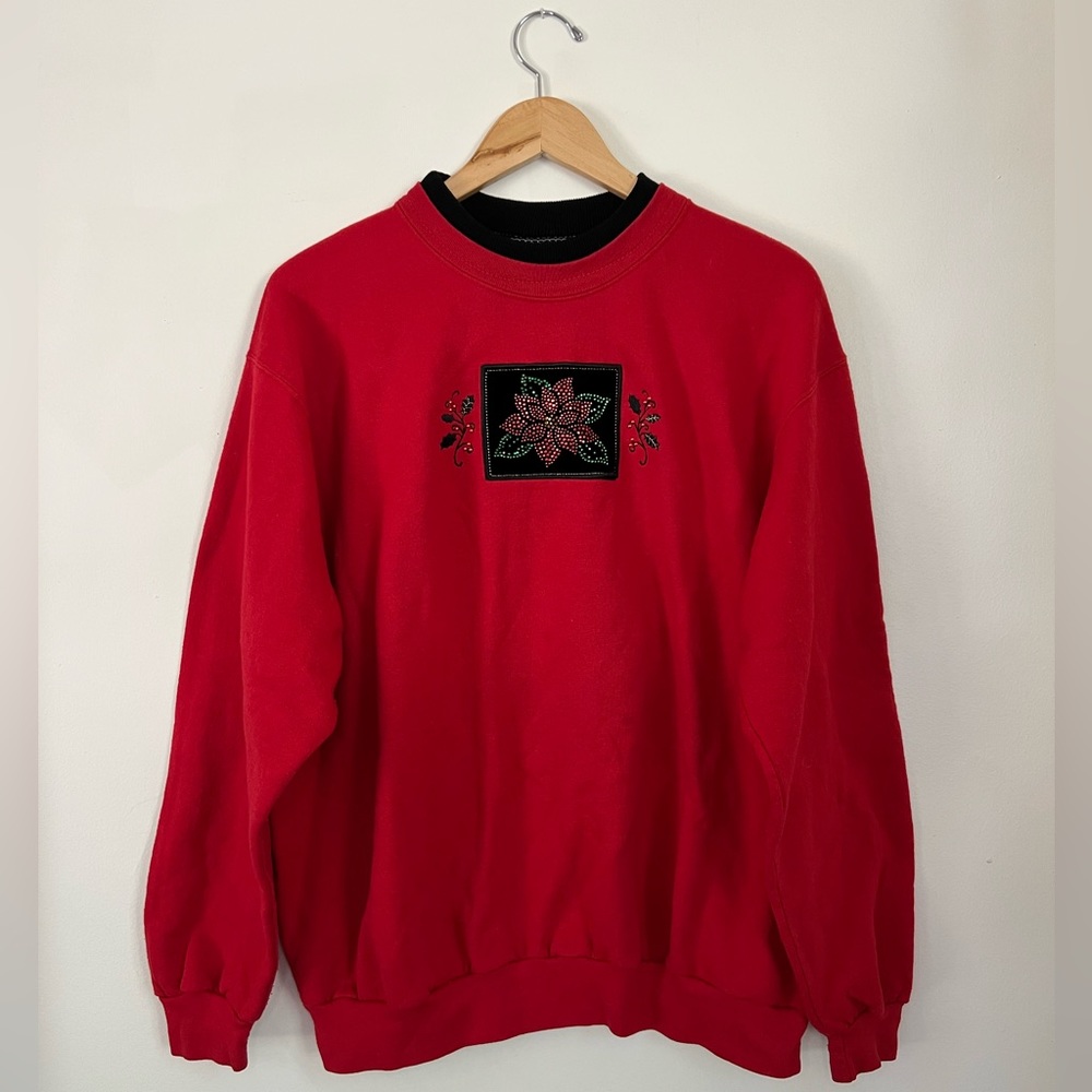 Vintage 90s Bedazzled Grandma Sweater - Picture 2 of 4